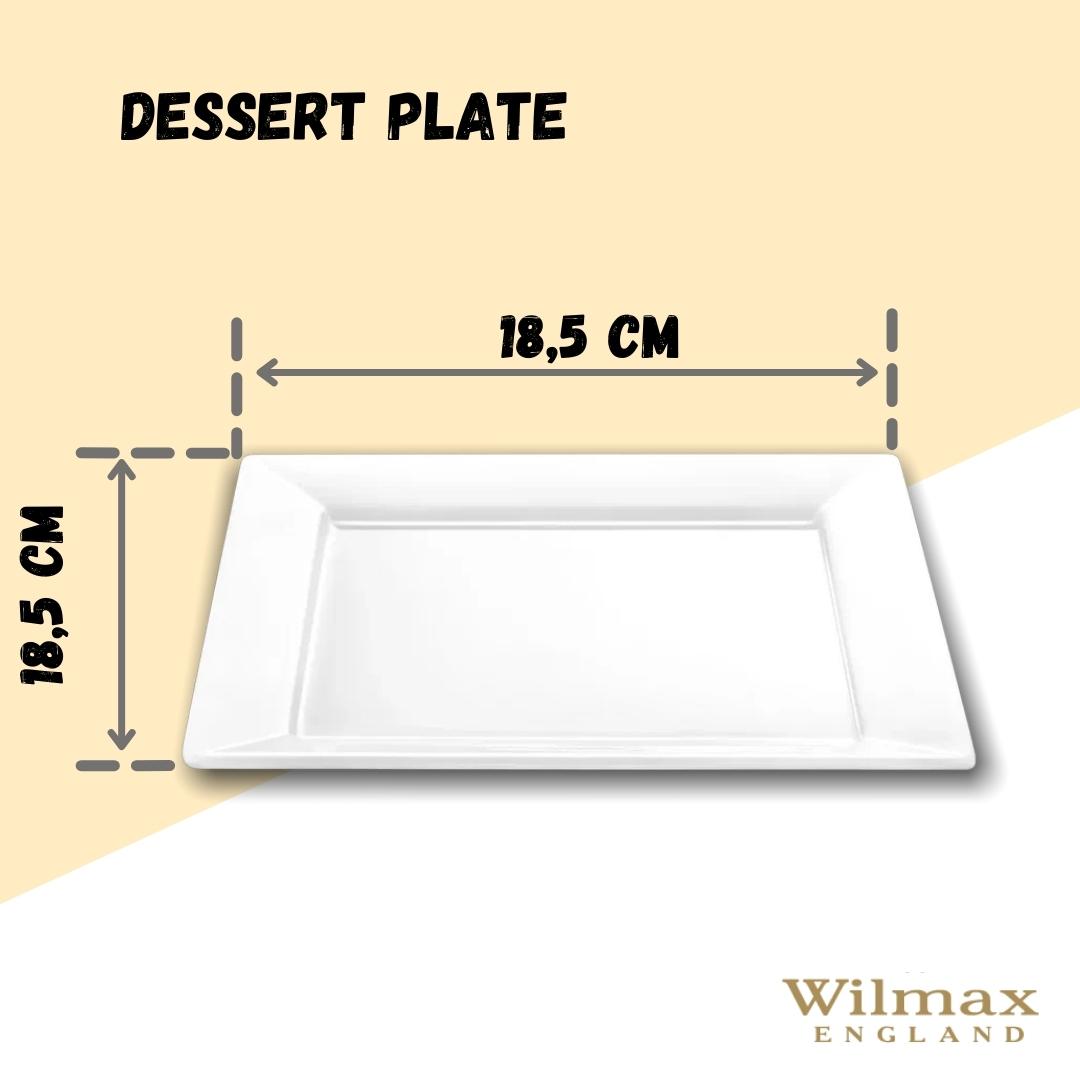 Wilmax Quadratischer Dessertteller 18,5 × 18,5 cm Weiß aus Porzellan