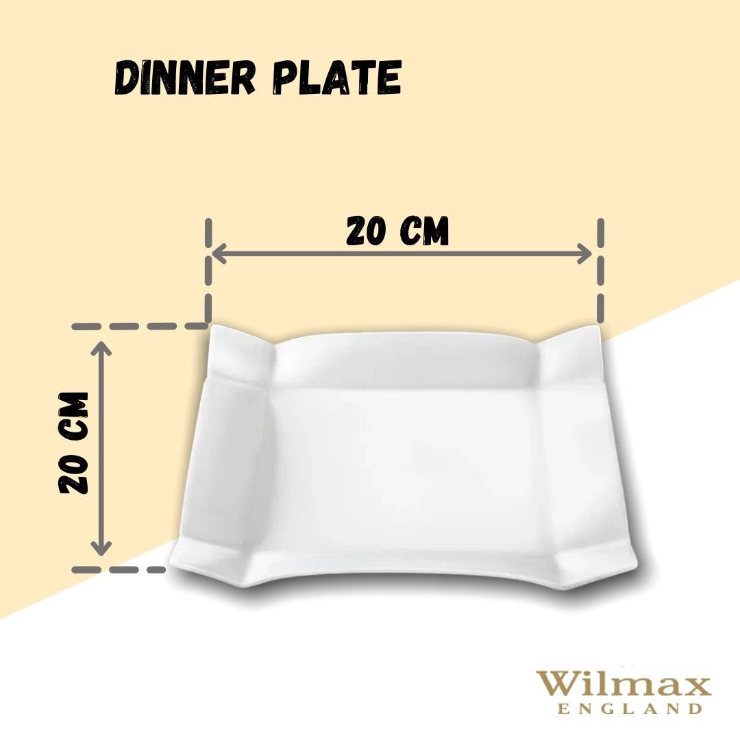 Wilmax Quadratischer Dessertteller 20 × 20 cm Weiß aus Porzellan