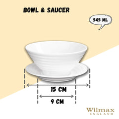 Wilmax Schale & Untertasse, 15 cm, 545 ml, 3er Set, WL-991146/AB