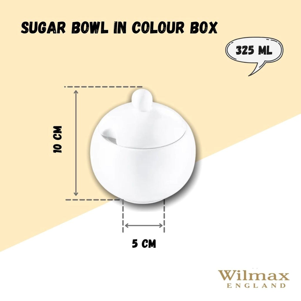 Wilmax Zuckerdose mit Deckel 300 ml Weiß aus Porzellan