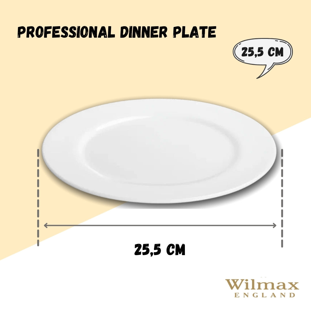 Wilmax Speiseteller 25.5 cm aus Porzellan, Weiß WL-991180/A