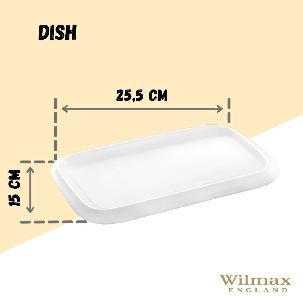 Wilmax Servierplatte 25.5 x 15 cm aus Porzellan, Weiß WL-992660/A