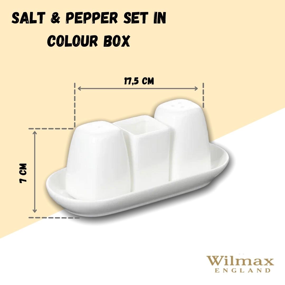 Wilmax Salz- & Pfeffer Set aus Porzellan mit Zahnstocherhalter WL-996005/SP