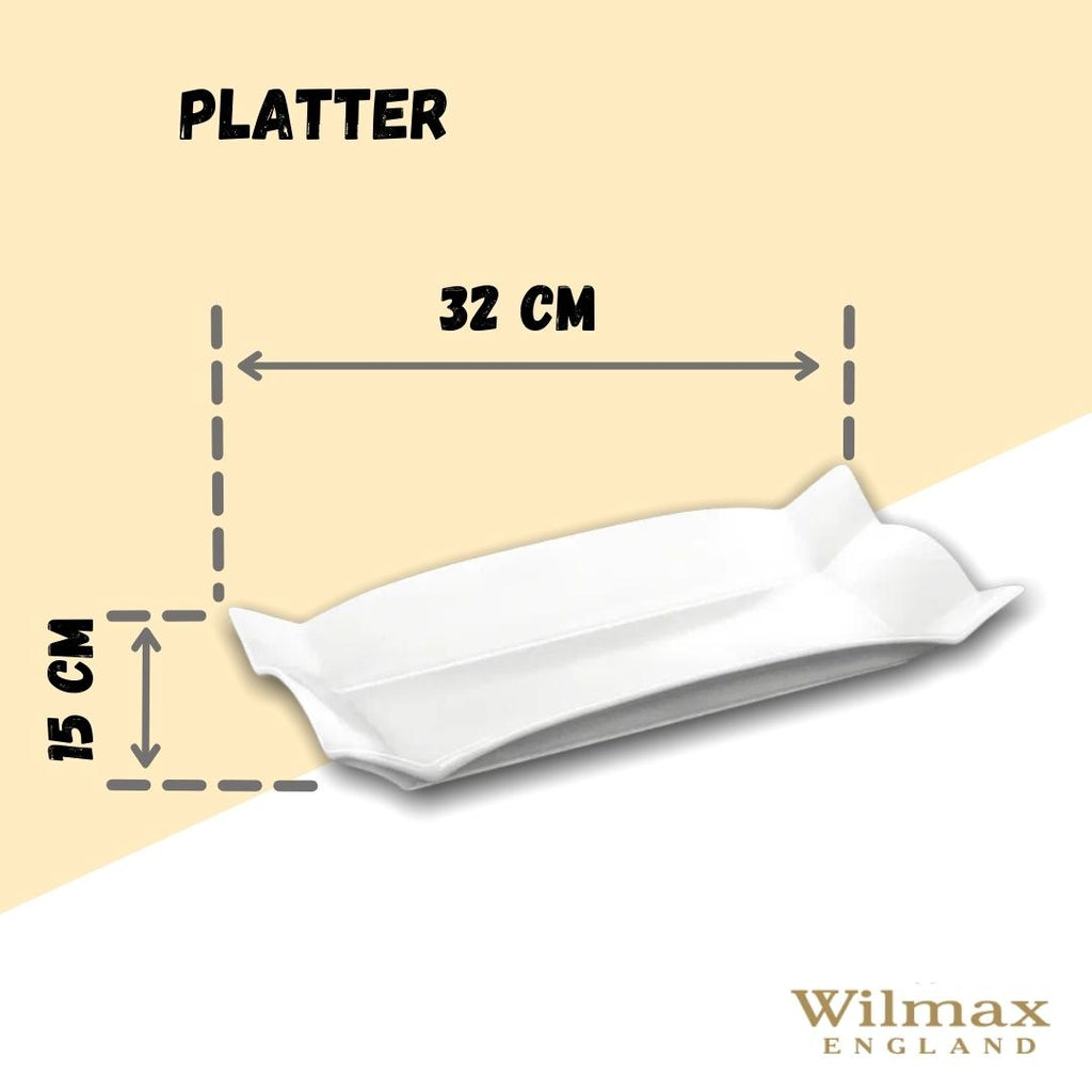 Wilmax Servierplatte 31.75 x 15.24 cm aus Porzellan, Weiß WL-992583/A