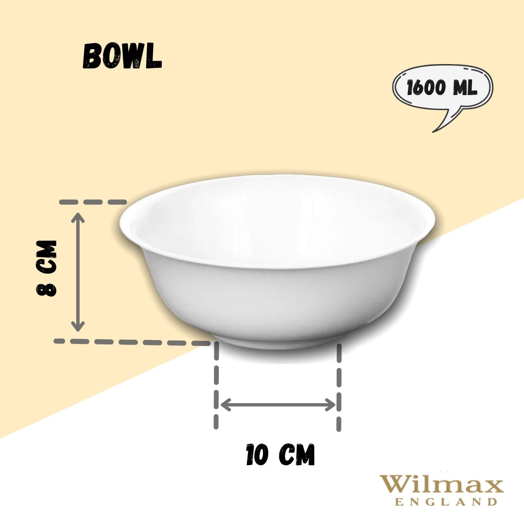 Wilmax Porzellan Schüssel - 20cm Durchmesser, 1600mL - Weiß - WL-992005/A