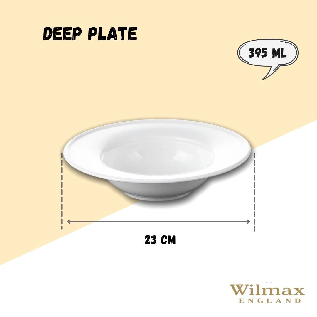 Wilmax Tiefer Teller 23 cm 395 ml Weiß aus Porzellan
