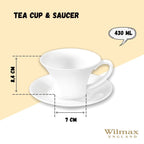 Wilmax Tasse mit Untertasse 430 ml Weiß aus Porzellan