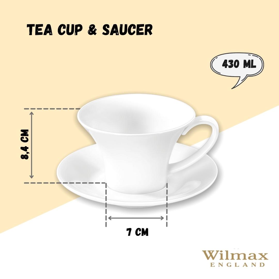 Wilmax Tasse mit Untertasse 430 ml Weiß aus Porzellan