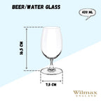 Wilmax Bierglas 420 ml Kristallglas Transparent 6er Set WL-888026/6A