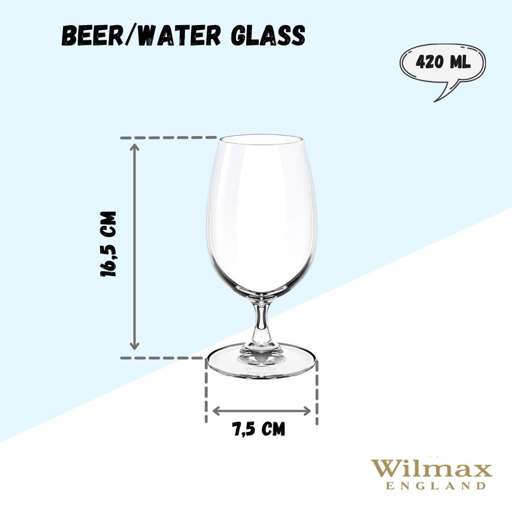 Wilmax Bierglas 420 ml 6er-Set Transparent aus Wilmax Crystalline-Serie