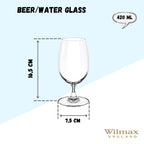 Wilmax Bierglas 420 ml 6er-Set Transparent aus Wilmax Crystalline-Serie