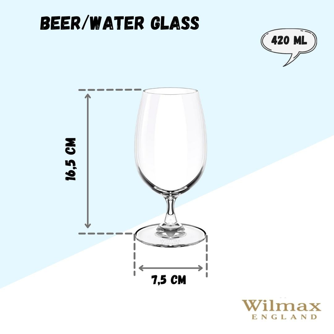 Wilmax Bierglas 420 ml 6er-Set Transparent aus Wilmax Crystalline-Serie