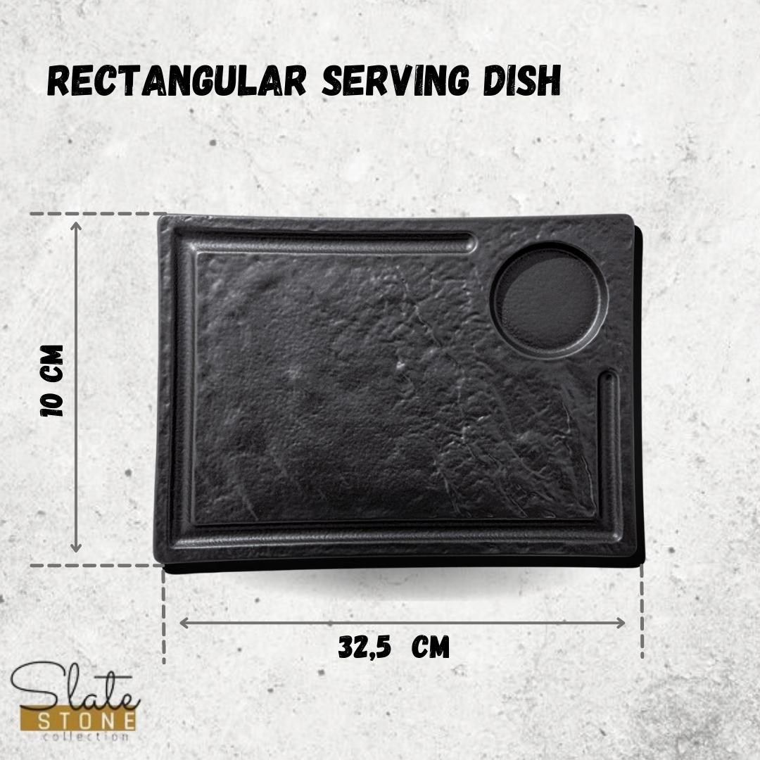 Wilmax Rechteckiger Servierteller SlateStone Schwarz 32.5 x 23 cm Porzellan WL-661148/A
