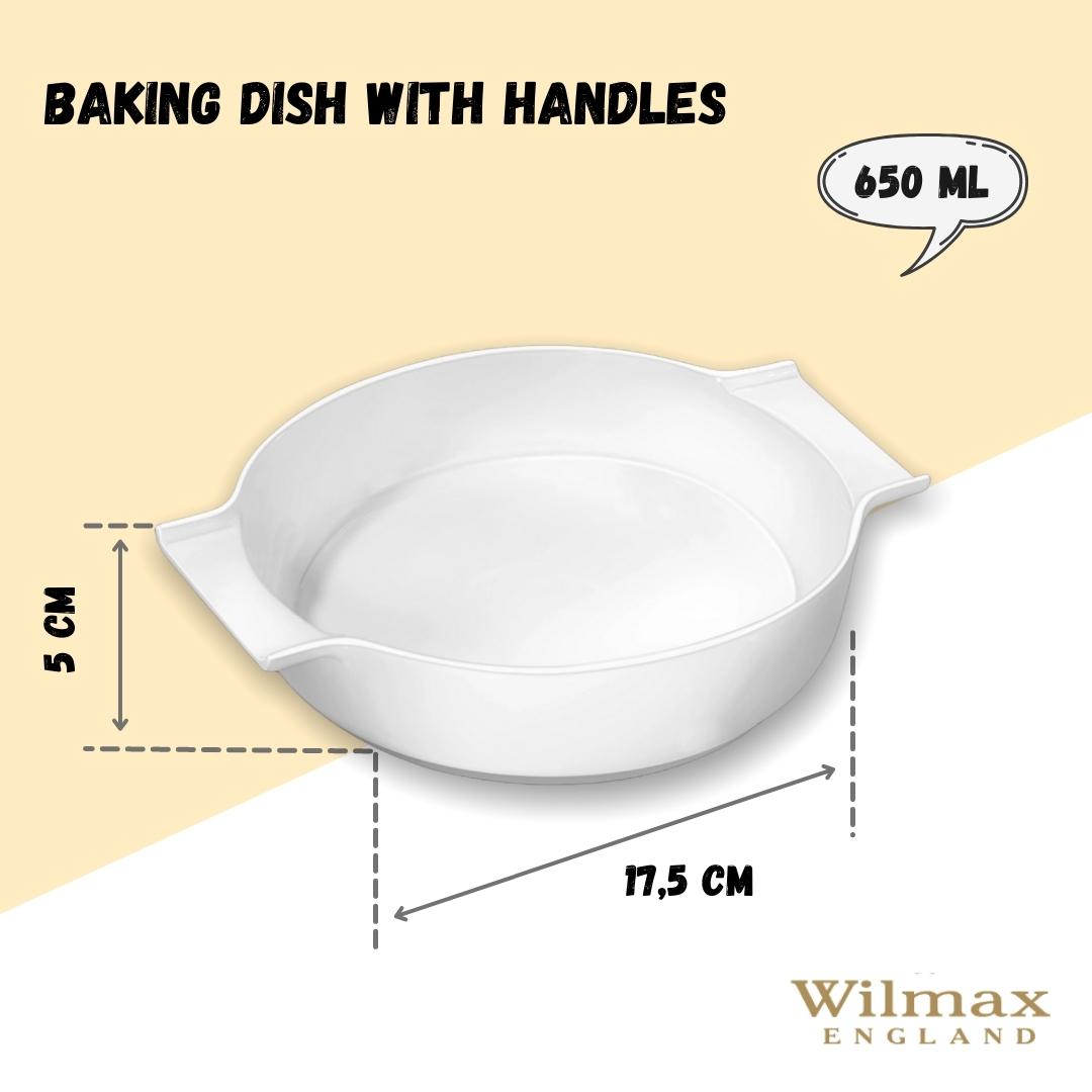 Wilmax Auflaufform mit Griffen, Weiß, 650 ml, 20.5 x 17 cm – WL‑997021