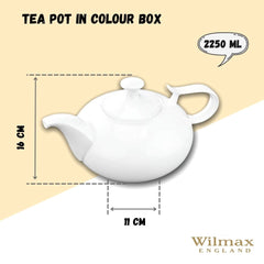 Wilmax Teekanne 2250 ml aus Porzellan mit Filter und Farbbox WL-994042/1C