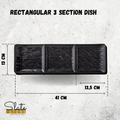 Wilmax Rechteckige Porzellanschale, 3-teilig, schwarz, 40,5 x 13 cm WL-661136/A