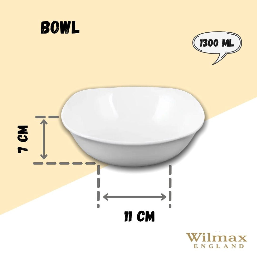 Wilmax Porzellanschale quadratisch 1300 ml Weiß 2er Set WL-992002/A2