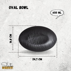 Wilmax Ovale Schüssel, 25 x 16,5 x 6 cm, Schwarz – WL-661120/A