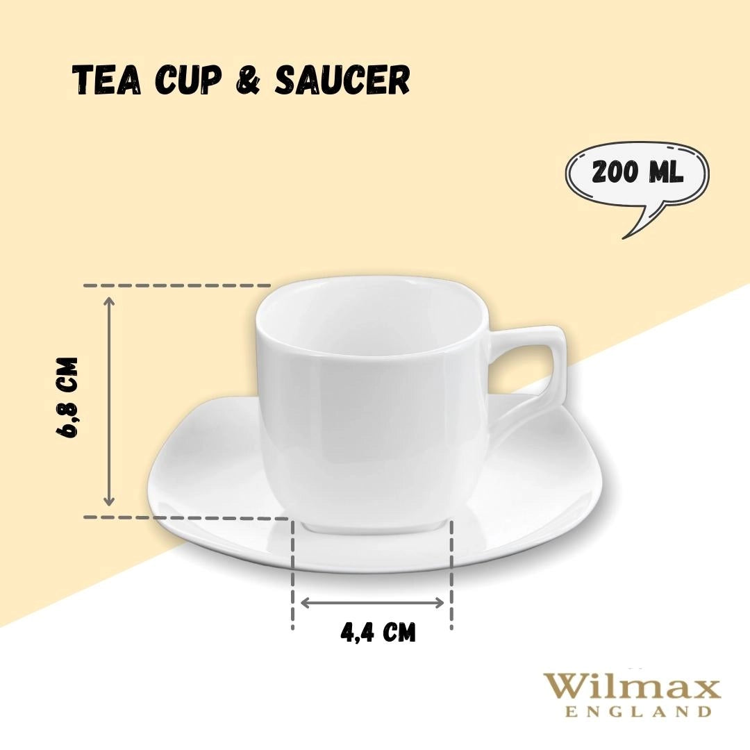 Wilmax Tee Tassen & Untertassen Set 6-teilig 200 ml Porzellan WL-993003/6C