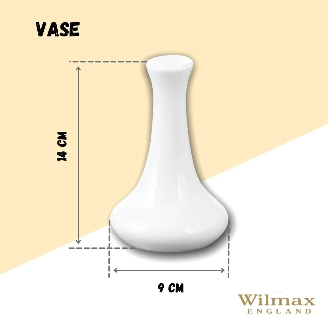 Wilmax Blumenvase Ø 9 cm Höhe 14 cm Weiß aus Porzellan