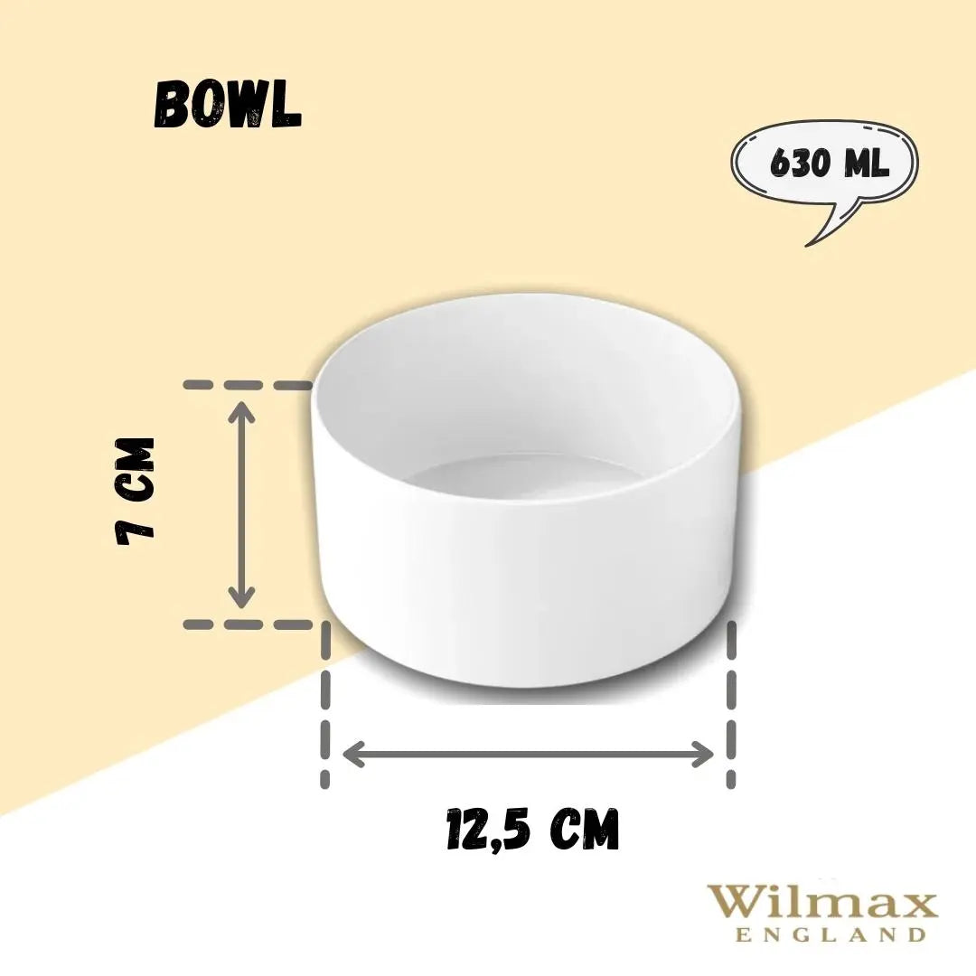 Wilmax Schale 630 ml 13 cm Weiß aus Porzellan