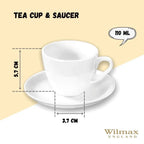 Wilmax Kaffeetasse mit Untertasse 110 ml Weiß aus Porzellan