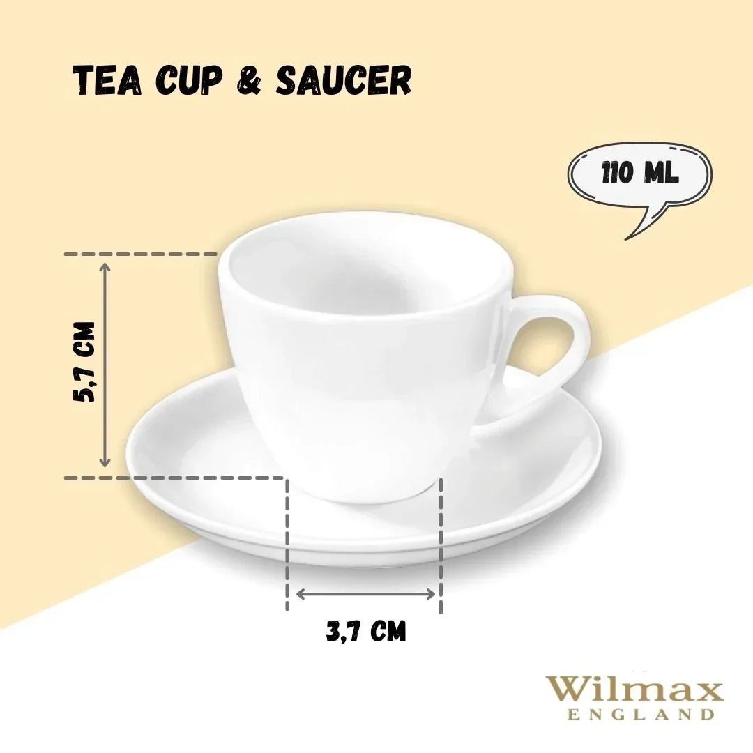 Wilmax Kaffeetasse mit Untertasse 110 ml Weiß aus Porzellan
