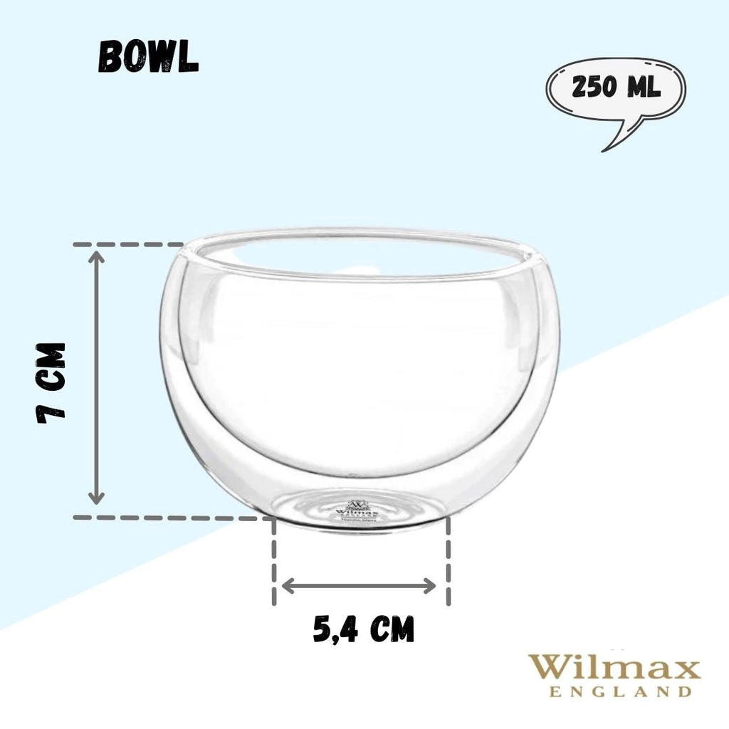 Wilmax Doppelwandige Glasschale 250 ml Transparent WL-888755/A