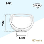 Wilmax Doppelwandige Glasschale 250 ml Transparent WL-888755/A