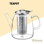 Wilmax Teekanne 1450 ml Thermoglas Edelstahlfilter WL-888809/A