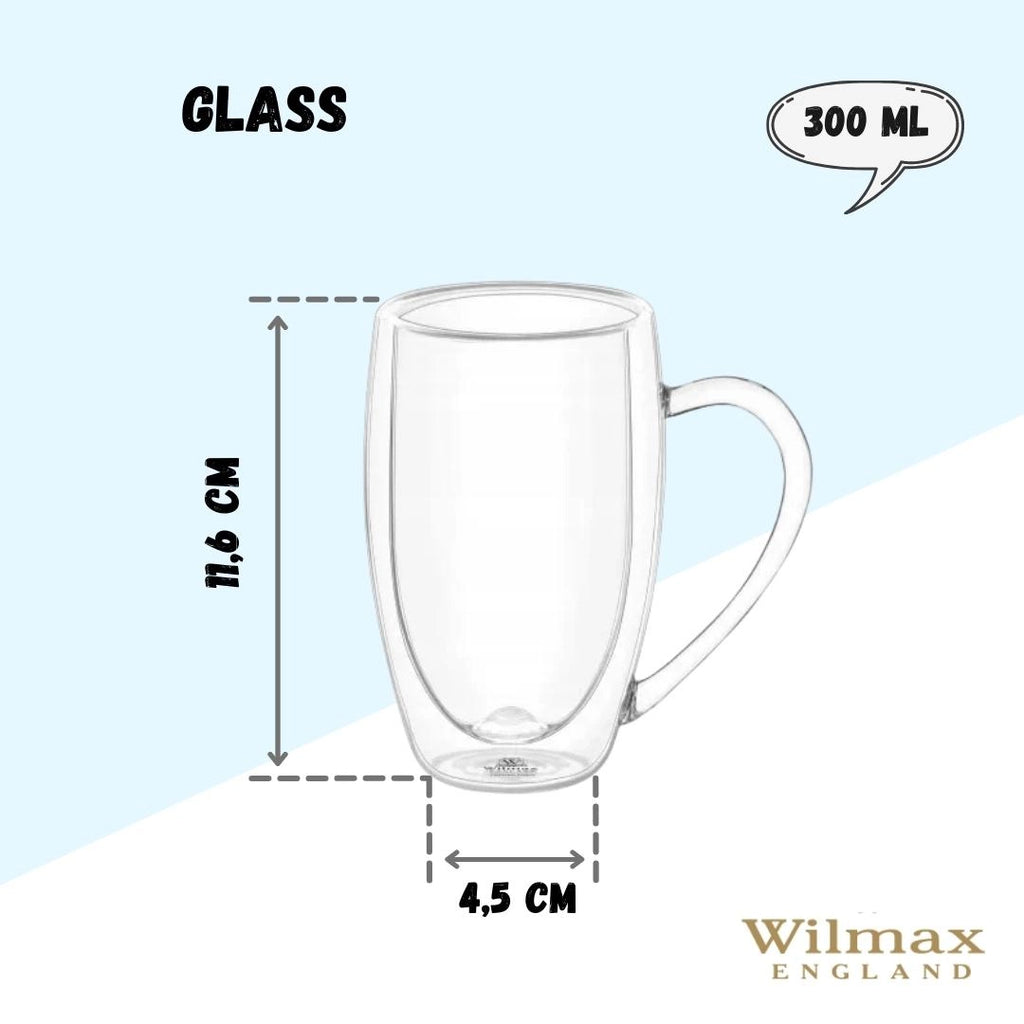 Wilmax Doppelwandiger Glasbecher 300 ml Transparent WL-888740/A