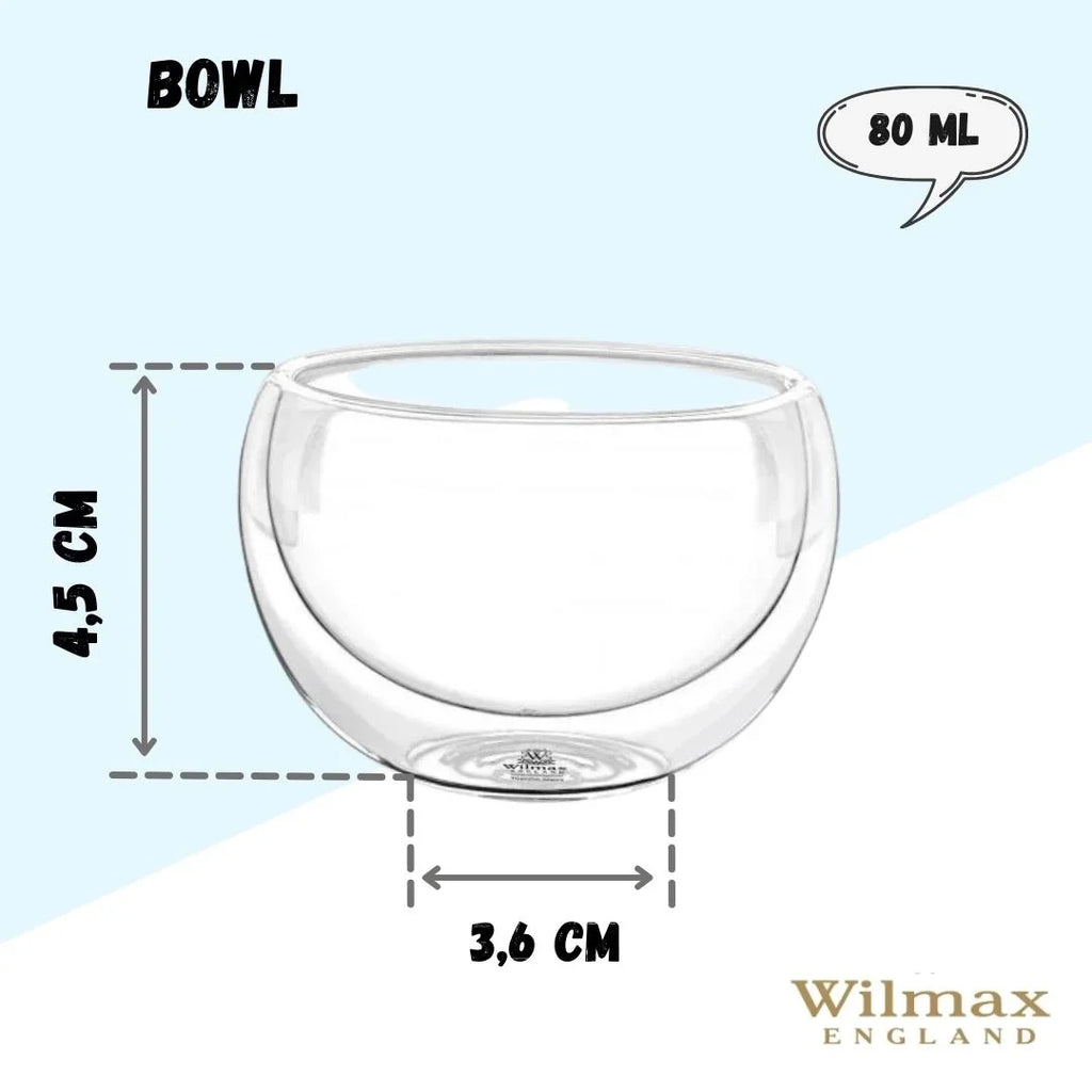 Wilmax Doppelwandige Glasschale 80 ml Transparent