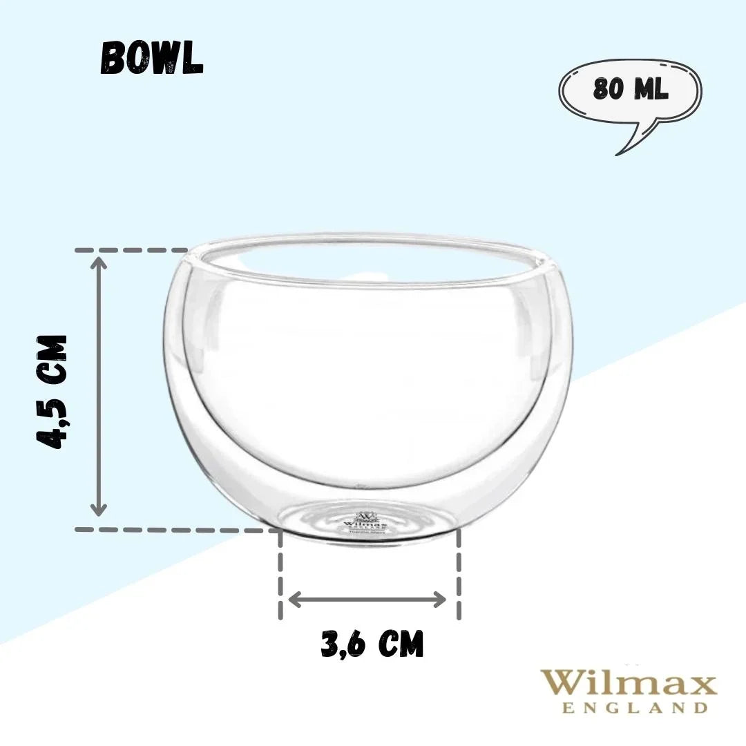Wilmax Doppelwandige Glasschale 80 ml Transparent