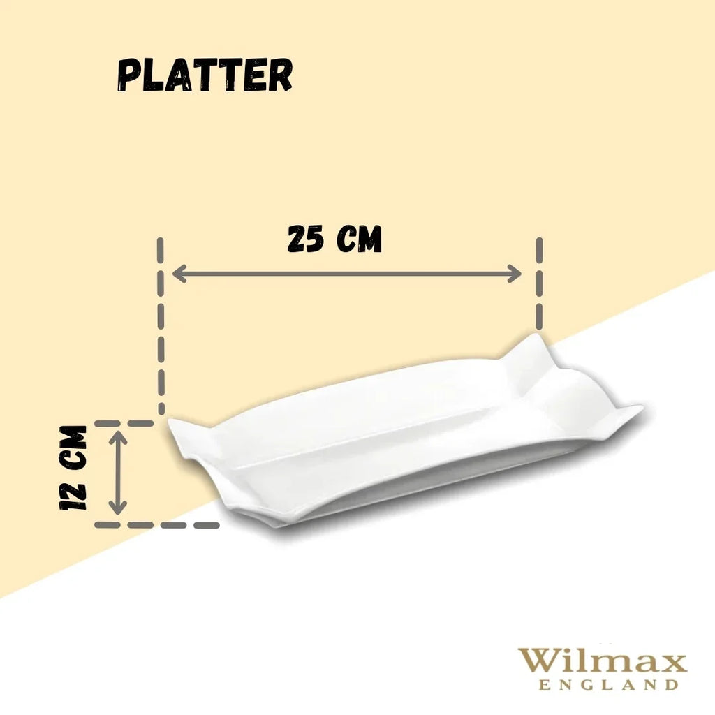 Wilmax Servierplatte 25 × 12 cm Weiß aus Porzellan