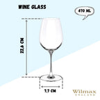 Wilmax Weinglas 470 ml Kristallglas Transparent 2er Set WL-888033/2C