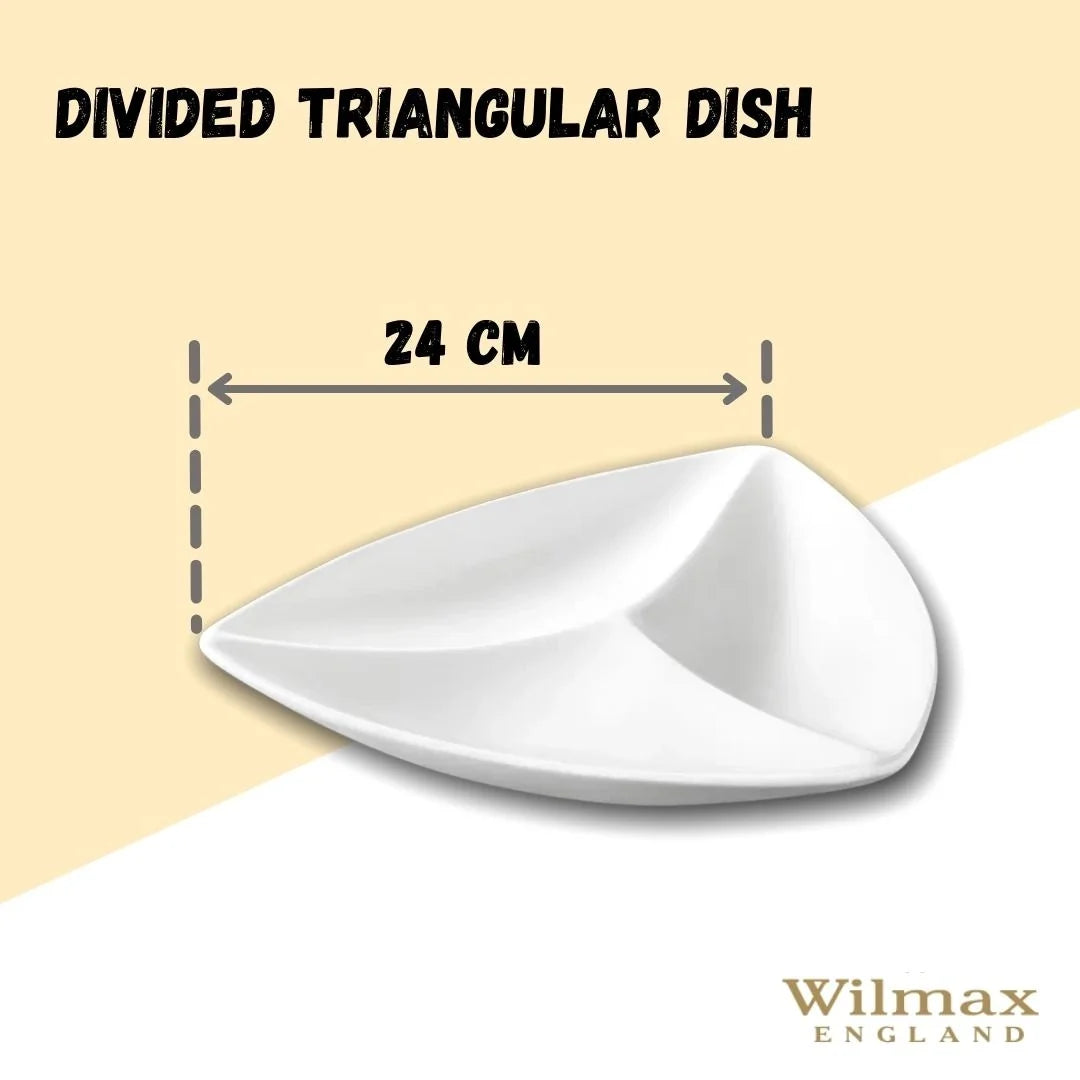 Wilmax Servierplatte 24 cm mit 3 Fächern Weiß aus Porzellan