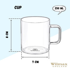 Wilmax Becher Seti 6'lı 250 ml, Borosilikatglas WL-888605/A6