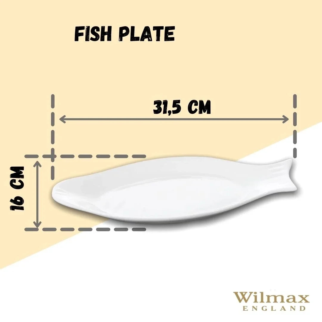 Wilmax Fischplatte 31,5 cm Weiß aus Porzellan