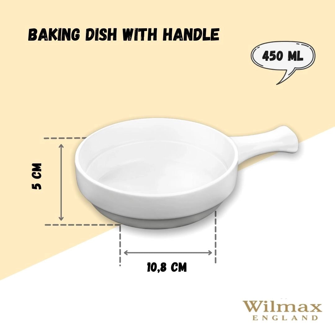 Wilmax Auflaufform mit Griff – 450 ml – Hitzebeständig & Ofenfest – Weiß – WL-997013/A