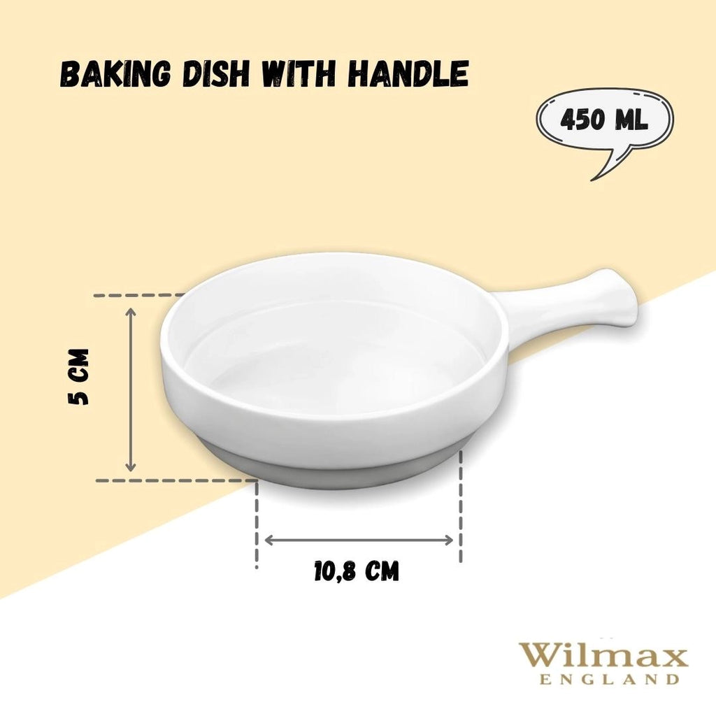 Wilmax Auflaufform mit Griff 450 ml Porzellan Weiß WL-997013/A