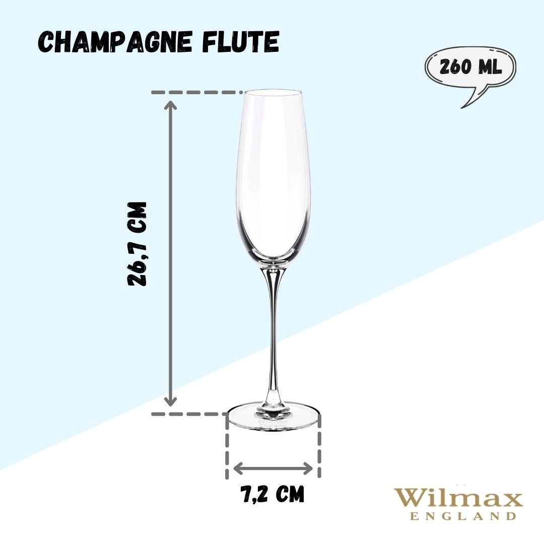 Wilmax Champagnerflöte 260 ml Kristallglas Transparent 2er Set WL-888048/2C