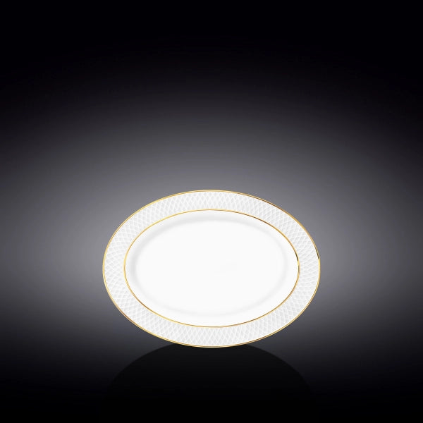 Wilmax Servierplatte oval 20x14 cm Weiß Porzellan mit Goldlinien WL-880102114/A
