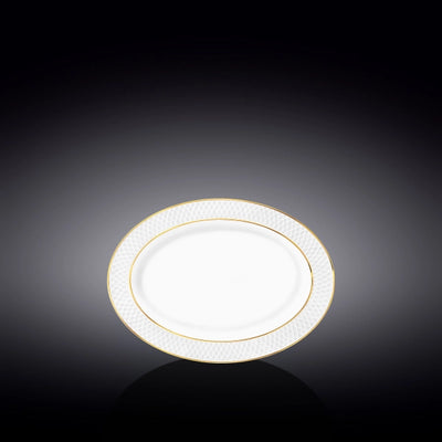 Wilmax Servierplatte oval 20x14 cm Weiß Porzellan mit Goldlinien WL-880102114/A