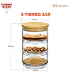 Wilmax Vorratsglas 3-stufig mit Bambusdeckel Transparent