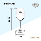Wilmax Weinglas 420 ml Kristallglas Transparent 6er Set WL-888013/6A