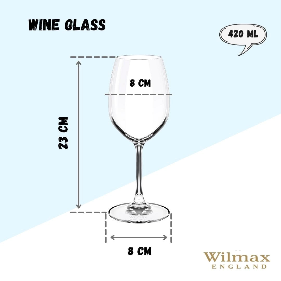 Wilmax Weinglas 420 ml Kristallglas Transparent 6er Set WL-888013/6A