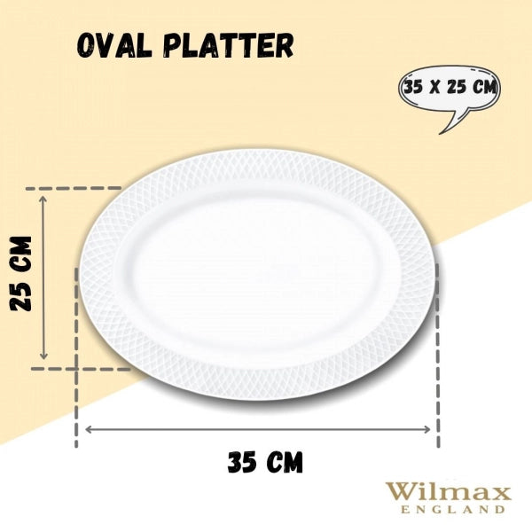 Wilmax WL-880103/1C Porzellan Ovale Platte, Weiss, 35cm Länge, 25cm Breite