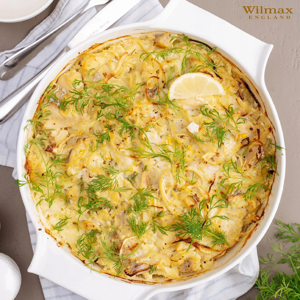 Wilmax Auflaufform mit Griffen 650 ml Weiß aus Porzellan
