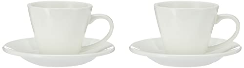 Wilmax WL-993004/2C Porzellan Teetassen- und Untertassen-Set, Weiss, 180mL Kapazität, 2 Stück