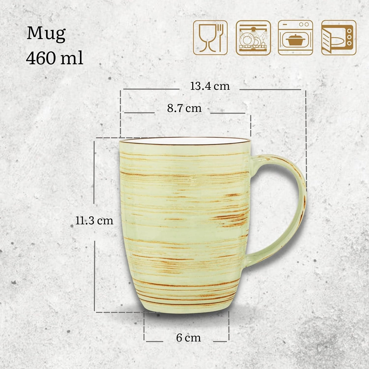 Wilmax Becher 460 ml 6er-Set Mehrfarbig aus Porzellan